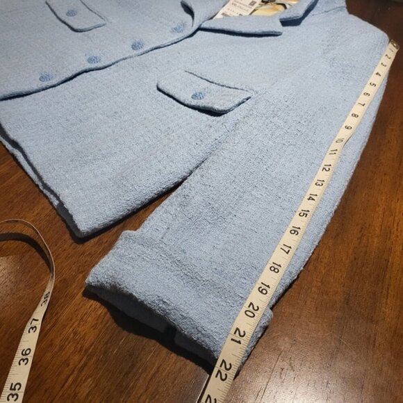 NWT Zara Tweed Textured Women's Blazer Jacket Blue Size XXL - Picture 13 of 14